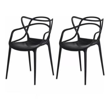 Imagem de EcomHome - Kit 2 Cadeiras Allegra PP Preta para Cozinhas a Áreas Externas Sala de Jantar Moderna