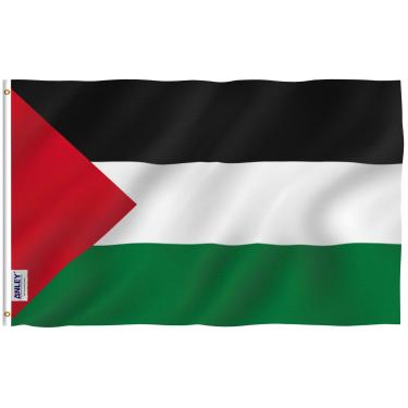 Imagem de ANLEY Fly Breeze Bandeira da Palestina de 3 x 5 pés - Cor viva e à prova de desbotamento - Cabeçalho de lona e costura dupla - Bandeiras da Palestina em poliéster com ilhós de latão 3 x 5 pés