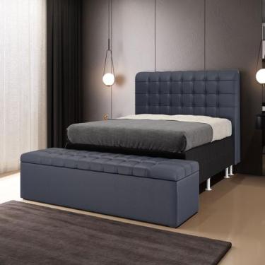 Imagem de Kit Cabeceira Dama 160 Queen Decorativa e Calçadeira Alpha A-019 Couro