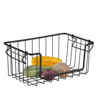Imagem de Fruteira Tipo Cesto Organizador Empilhável Aramado - Schmitt, Preto Fo