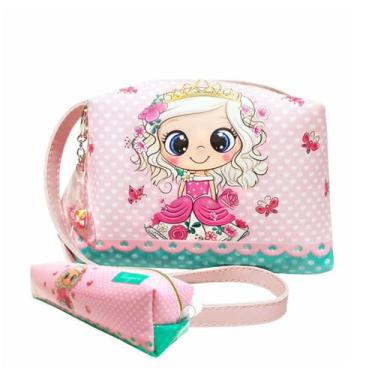 Imagem de Kit Infantil Bolsa e Estojo Princesinha Com Borboletas, Magicc Bolsas