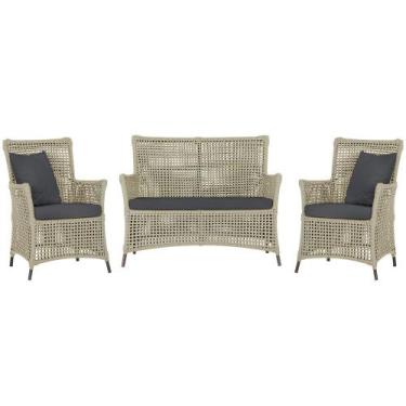 Imagem de Jogo Sofá e 2 Poltronas de Área Igapó Alumínio Pintura Marrom Corda Ná