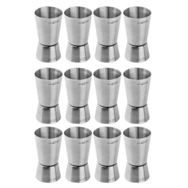 Imagem de Kit 12 Dosador De Bebidas Medidor Inox Bartender Barmen 40/20ml Bar Re