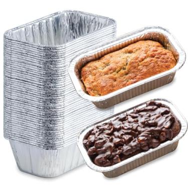 Imagem de Spare Essentials (Pacote com 55) Mini formas de papel alumínio de 500 g - Formas descartáveis de alumínio de 500 g para pão, bolo, bolo de carne - formas pequenas com forros, latas de pão pequenas 15