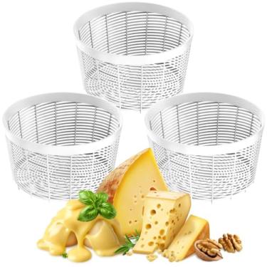 Imagem de Grand Way Molde de queijo – 3 peças de forma básica de queijo para fazer queijo – Paneer Maker – Suprimentos para fazer queijo – Recipiente de queijo para fazer queijo feta – Moldes de cesta de queijo para camembert ricota brie