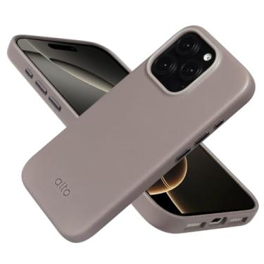 Imagem de alto Capa compatível com iPhone 16 Pro, capa magnética de couro italiano compatível com Apple iPhone 16 Pro 2024 e MagSafe, capa protetora contra quedas da série Clop (6,3 polegadas, cinza cimento)