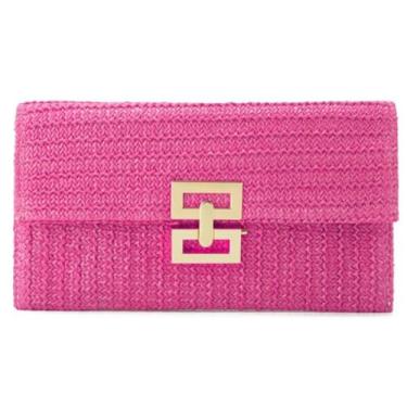 Imagem de Bolsa clutch de palha de verão bolsas transversais de palha para mulheres bolsa de palha tecida à mão bolsa Hobo de praia 2024, B - rosa, Medium