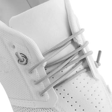 Imagem de UamGlsob Cadarços elásticos para corrida na nuvem, cadarços elásticos elásticos com cordas de substituição de cabeça de silicone, Cinza, 32"/80cm