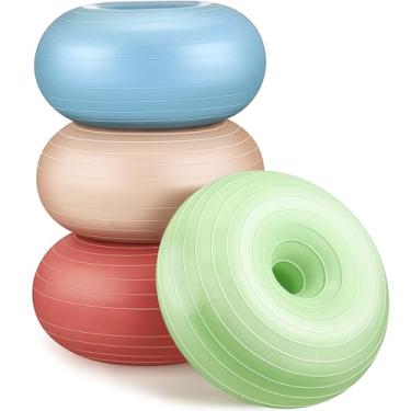 Imagem de Libima 4 peças de assentos flexíveis para sala de aula, cadeiras infláveis de bola de ioga com bomba, donut, bola de exercício, assento almofadado, para equilíbrio e estabilidade, treinamento em casa,