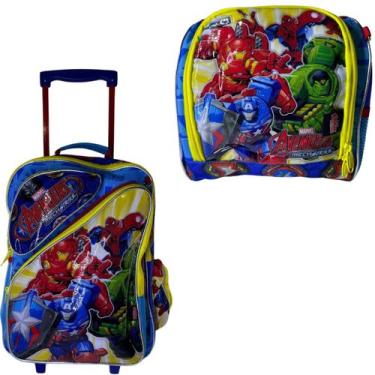 Imagem de Kit mochila rodinha + lancheira escolar modelo: vingadores - CHENSON, 