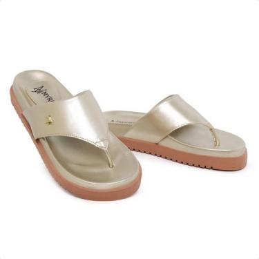 Imagem de Sandália Papete Chinelo Dedo  Feminino Dourada - Myrol Outlet, 37, Dou