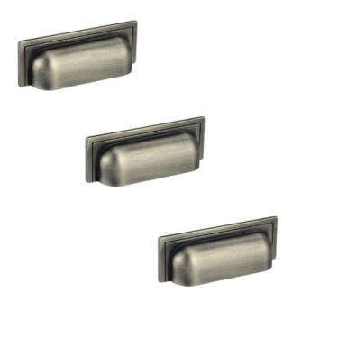 Imagem de Kit 3 puxador plymouth zen niquel velho concha 80mm zp5420.889