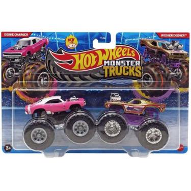 Imagem de Monster Trucks Pack c/2 Modelos 2025 Hot Wheels 1/64, Dodge charger vs