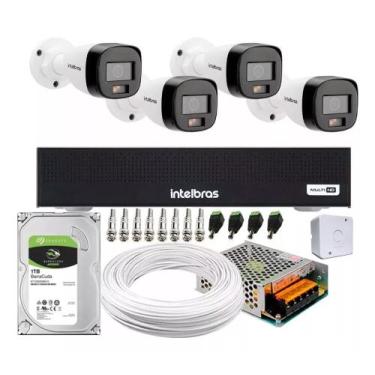 Imagem de Kit 4 Cameras Full Color Intelbras, Mhdx 1004c + Hd 1 Tera