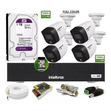 Imagem de Kit 4 Cameras Intelbras Full Color Dvr 4 Fullhd C/ Purple 1t
