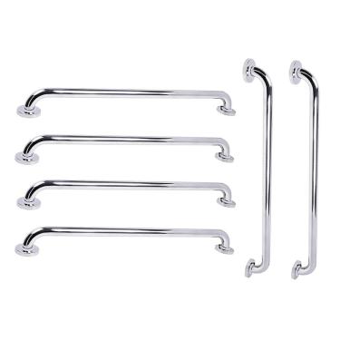 Imagem de Barra de Apoio 70cm Inox Kit 6 Unidades Criança Idoso Acessibilidade Gestante Deficiente  Banheiro Box Casa Segurança Corrimao Suporte Proteçao