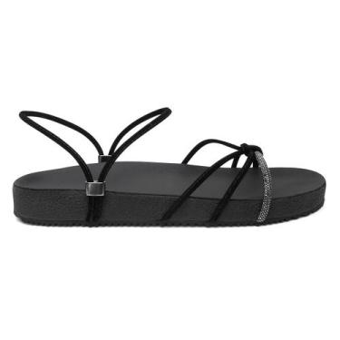 Imagem de Sandália Feminina Papete Rasteirinha Chinelo Slide Com Strass Tamanho 