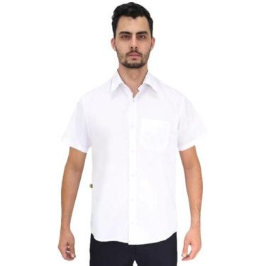 Imagem de Camisa social masculina slim manga curta - Demorgan Uniformes, Branco,