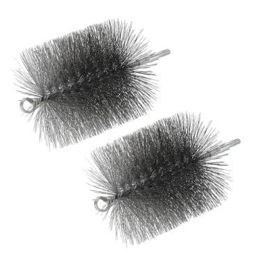 Imagem de PATIKIL Escova de limpeza de chaminé de arame de 9,4 cm, 2 peças de escova redonda de aço com encaixe NPT de 1/4 para limpeza de tubos de secador de barraca de fogão a lareira, prata