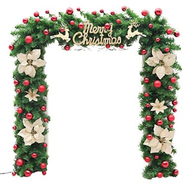 Imagem de Belas Guirlanda de Natal de vime de 220 cabeças pré-iluminado artificial beleza outono guirlanda para porta da frente operada por bateria interior ao ar livre guirlanda diverso