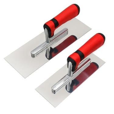 Imagem de Conjunto de ferramentas de concreto, espátula de acabamento plano de aço inoxidável, 2 peças (20,3 x 7,6 cm e 28 x 10 cm), kit manual de construção de alvenaria de azulejo de gesso de cimento