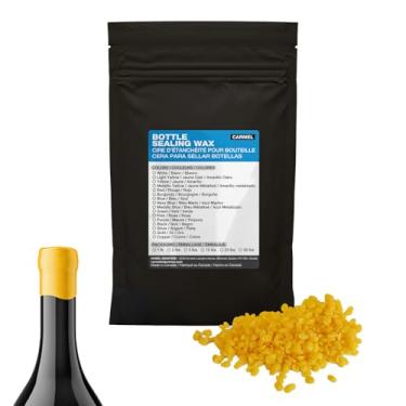 Imagem de Carmel Grânulos de cera de vedação de garrafa, amarelo (0,5 kg), cera de derretimento rápido e de fixação dura para criar uma vedação segura em produtos engarrafados para vinho, xarope de bordo e outros líquidos engarrafados