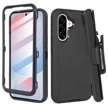 Imagem de Thousandgear Capa compatível com Samsung Galaxy A56 5G, protetor de tela embutido, resistente e durável, com proteção de porta, inclui clipe de cinto e clipe de clipe de suporte (preto)