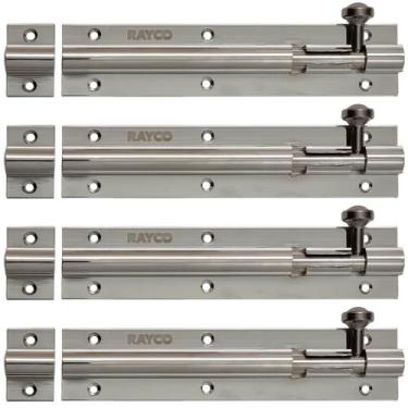 Imagem de Kit 4 Trincos 150mm Tarjeta Ferrolho Porta Alumínio Cromado - NoBrand