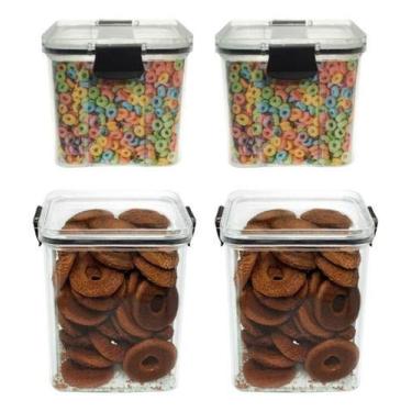 Imagem de Kit Pote Hermético 710ml E 950ml Quadrado Empilhável Cor Transparente 