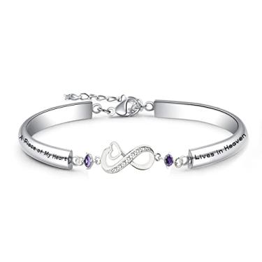 Imagem de WKXZMTR Pulseira A Piece of My Heart Lives in Heaven, presente de luto, presente de simpatia, presente para perda, ente querido, Small, Metal, Sem pedras preciosas