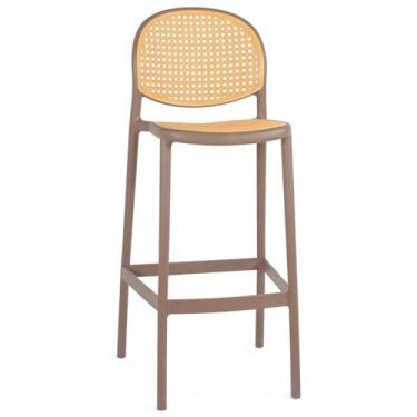 Imagem de Banqueta Alta com Encosto Roma em Polipropileno - Marrom Claro