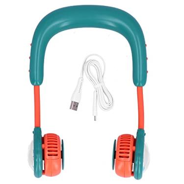 Imagem de Vomeko Crianças penduradas fãs de pescoço, mão recarregável Fãs pessoais, mini ventilador elétrico portátil, para sala de viagem esportes ao ar livre doméstica (Green)