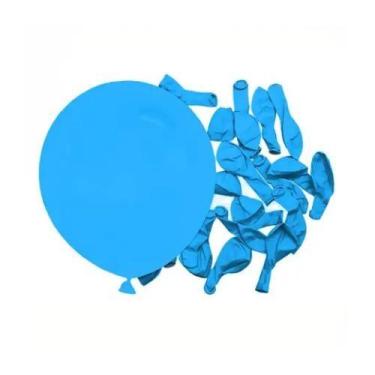 Imagem de Balão liso n7 com 50 unidades são roque, Azul Turquesa