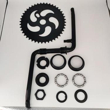Imagem de ZZRSDAN Kit de manivela de peça única preta 44T roda dentada de 5 cm de largura, para motor de 2 tempos, bicicleta motorizada a gás 48cc/66cc/80cc