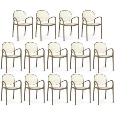 Imagem de Kit 14 Cadeiras de Jantar Roma Com Braço para Sala e Cozinha - Branco/