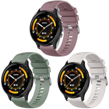 Imagem de Meliya Pulseira de relógio Garmin Venu 3/Venu 2/Vivoactive 4 feminina e masculina, pulseira de silicone macio de 22 mm para relógio inteligente Forerunner 745/265/255 (SmokeViolet+Starlight + Cacto)