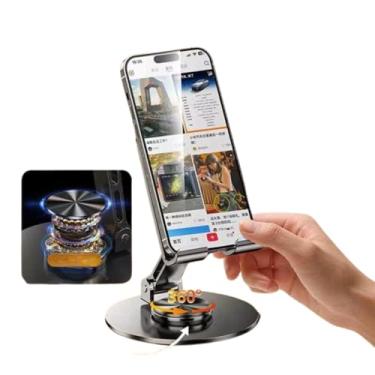 Imagem de Suporte para Celular e Tablet de Mesa em Alumínio Premium com Base Rotativa 360° | Suporte de Mesa para Celular, Ajustável e Antiderrapante | Ideal para Smartphones, iPads e Tablets