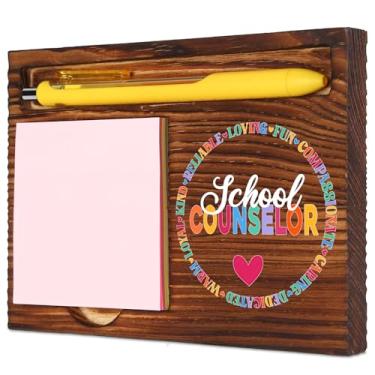 Imagem de Vivopisew Organizador de mesa de conselheiro escolar com calha de caneta, decoração de escritório de madeira para orientação estudantil e profissionais de saúde mental, presentes de reconhecimento