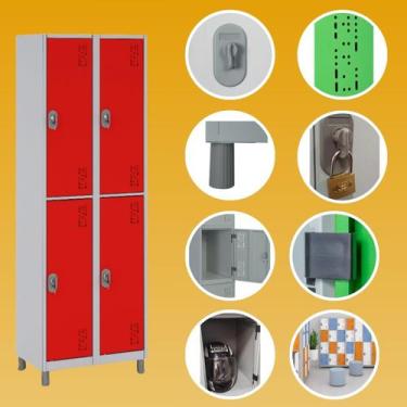 Imagem de Armário de Aço com 4 Portas Grandes locker academia vestiário funcioná