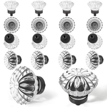 Imagem de Maçanetas de armário de cristal bronze polido a óleo, pacote com 16 maçanetas de cristal de flores, puxadores de armário, puxadores de armário, puxadores retrô de vidro, puxador antiquado