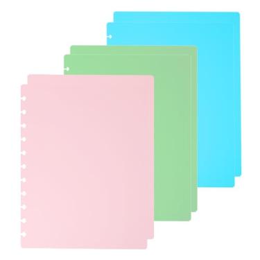 Imagem de ITSYHPRO Conjunto de 3 capas de caderno com letras em disco, agenda de discos, cores mistas, compatível com Happy Planner (1 azul celeste + 1 rosa + 1 verde, letra)