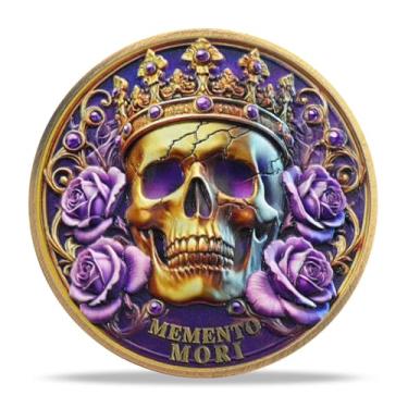 Imagem de RYUKENLM Memento Mori Coin 3D Skull Challenge Coins EDC Reminder Token Your Time is Limited Presentes inspiradores estoicismo para prática estoica diária