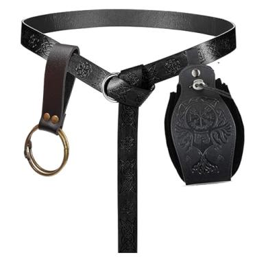 Imagem de Bolsa de cinto pochete retrô medieval viking bolsa de couro renascentista Halloween cosplay acessórios para fantasia, 1 preto, Tamanho Único