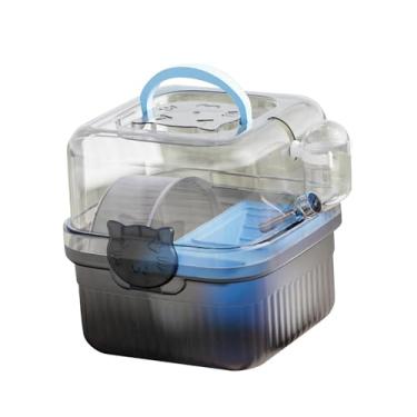 Imagem de IEUDNS Gaiola para hamster, acessórios para animais de estimação, recipiente compacto respirável, estojo de transporte para atividades ao ar livre nas férias, Azul