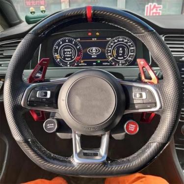 Imagem de LYBQFZ Capa de volante interior de carro, couro de fibra de carbono, para Volkswagen VW Golf 7 GTI Golf R MK7 VW Polo GTI Scirocco 2015 2016