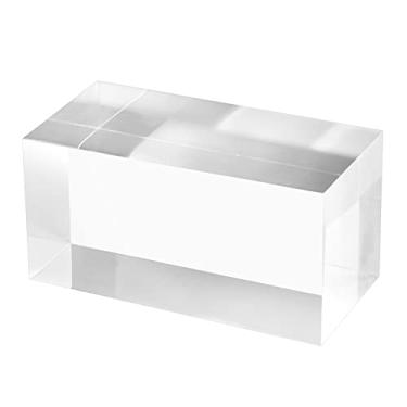 Imagem de CiaoHER Bloco De Exibição Cubo Acrílico Sólido 2 Pol. Espessura, Pedestal Polido Transparente, Base Sólida X 4, 1 Pacote