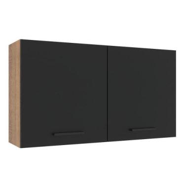 Imagem de Armário Aéreo Madesa Agata 120cm 2 Portas Rustic Preto