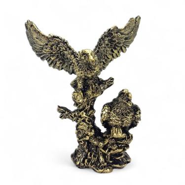 Imagem de Estátua de Águias Resina Dourada Força e Liberdade 11 cm