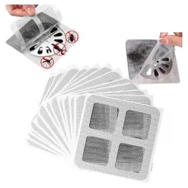 Imagem de Kit 20 Protetores de Tela Adesivos para Ralos 10x10cm | Anti-Inseto, Coletor de Cabelo, Fácil Aplicação e Descartável