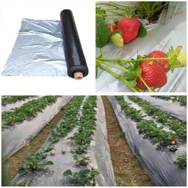 Imagem de Filme Plástico Preto De Prata Da Cobertura Vegetal, Filme Da Cobertura à Terra Da Agricultura Da Estufa Do Jardim, Estufa Da Proteção De Geada Mantém Morno Controle Da Erva Daninh, 0.02mm 20M